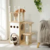 Arbre a chat en bois design avec chat dessus