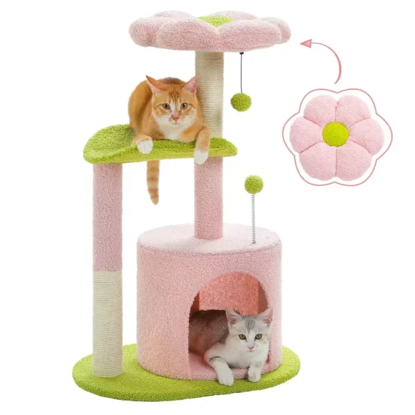 Arbre a chat fleur design modele